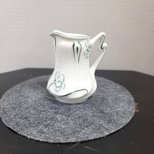 181 Belleek? mini milk creamer porcelain hand painted white green pitcher
